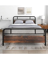 Sugift Queen Size Bed Frame with Industrial Headboard