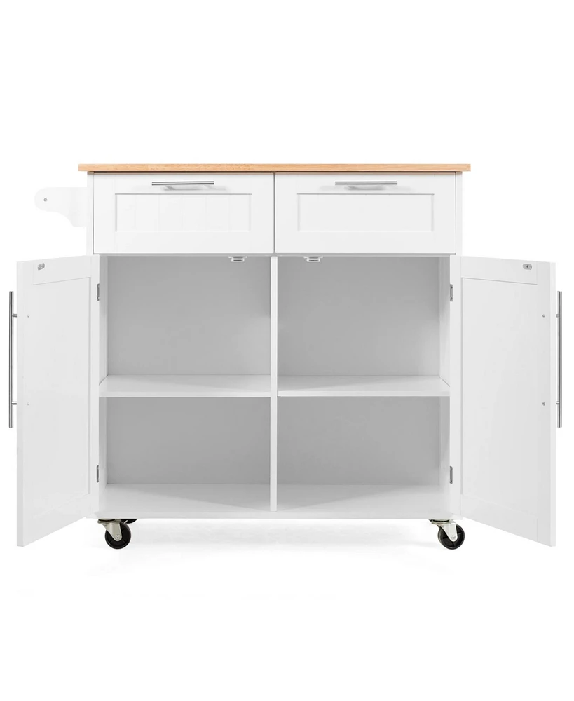 Sugift Heavy Duty Rolling Kitchen Cart with Tower Holder and Drawer-White