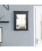 Sugift Wall Mounted Bathroom Mirror Cabinet with 5-level Height-adjustable Shelf-Black