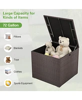 Sugift 72 Gallon Rattan Outdoor Storage Box with Zippered Liner and Solid Pneumatic Rod