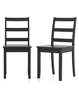 Sugift Set of 2 Wood Dining Chairs with Solid Rubber Wood Legs-Black