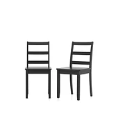 Sugift Set of 2 Wood Dining Chairs with Solid Rubber Wood Legs-Black