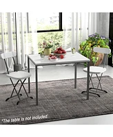Sugift 2 Pieces Outdoor Folding Chair Set with Sturdy Frame and Ergonomic Backrest-White