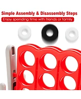 Sugift 3.5 Feet Tall Jumbo 4 to Score Giant Game Set with 42 Jumbo Rings-Red