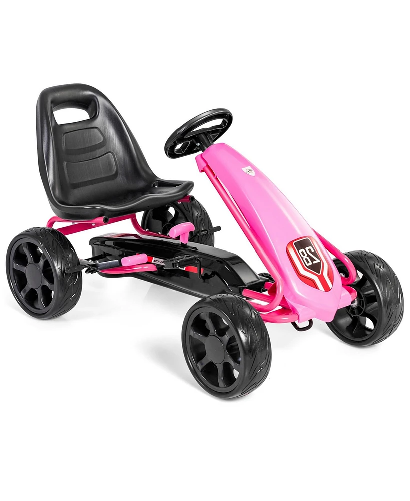 Sugift Kids Ride On Toys Pedal Powered Go Kart Pedal Car-Pink