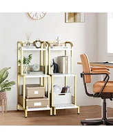 gaomon Gold Bookshelf,3 Tier Bookcase, Small Bookshelf for Small Spaces, Modern Shelf Open Display Rack