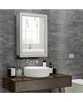 Sugift Wall-Mounted Mirrored Medicine Cabinet-Gray