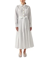 English Factory Women's Pleated Long-Sleeve Shirtdress