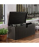 Sugift 130 Gallon Patio All Weather Storage Container with Lockable Lid-Brown