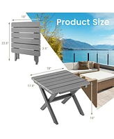 Sugift Outdoor Folding Side Table Foldable Weather-Resistant Hdpe Adirondack Table-Gray