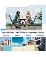 Sugift Set of 2 Outdoor Patio Folding Chair with Ergonomic Armrests-Black