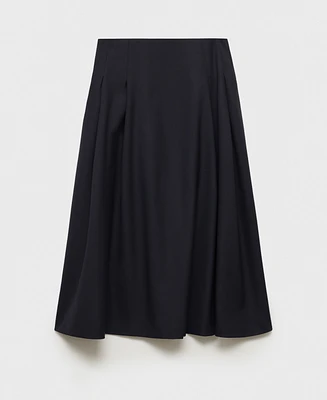 Mango Women's Pleated Detail Flared Skirt