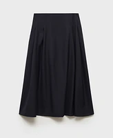 Mango Women's Pleated Detail Flared Skirt