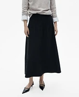 Mango Women's Pleated Detail Flared Skirt