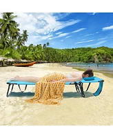 Sugift Beach Chaise Lounge Chair with Face Hole and Removable Pillow-Turquoise