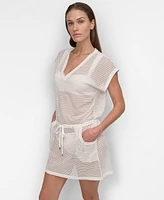 Dkny Women's Mesh Drawstring Tunic Swim Cover-Up