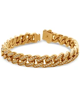 Blackjack Men's Miami Cuban Link Cubic Zirconia Bracelet Gold-Tone Ion-Plated Stainless Steel