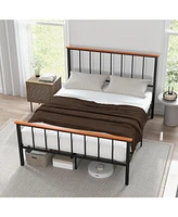 Sugift Queen Bed Frame with Headboard and Footboard-Queen Size