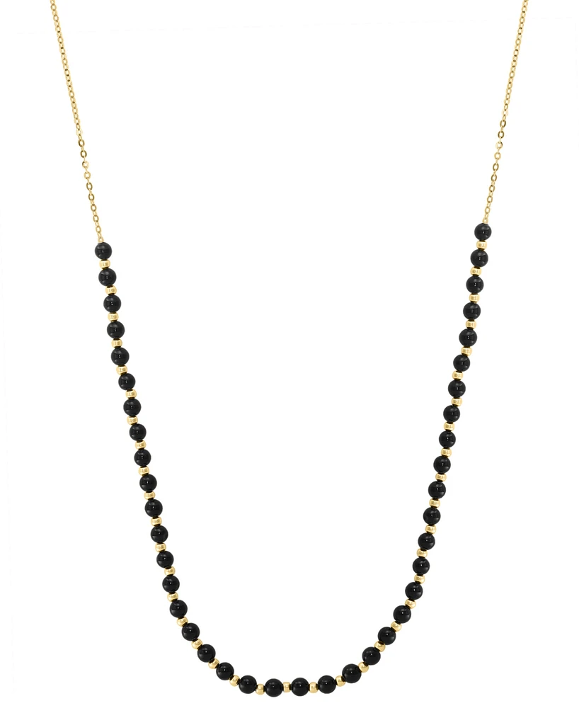 Effy Onyx & Polished Bead Collar Necklace in 14k Gold, 18" +1" extender