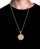 Blackjack Men's Cubic Zirconia Prayer Hands 24" Pendant Necklace in Gold-Tone Ion Plated Stainless Steel