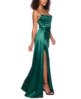 B Darlin Juniors' Satin Cowlneck Gown