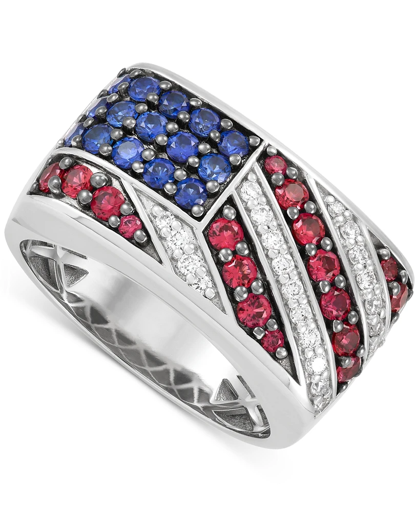 Grown With Love Lab Grown Multi-Gemstone (2 ct. t.w.) Flag Ring in Sterling Silver