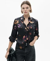 Mango Women's Satin Print Shirt