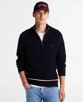 Tommy Hilfiger Men's Quarter-Zip Stripe Sweater