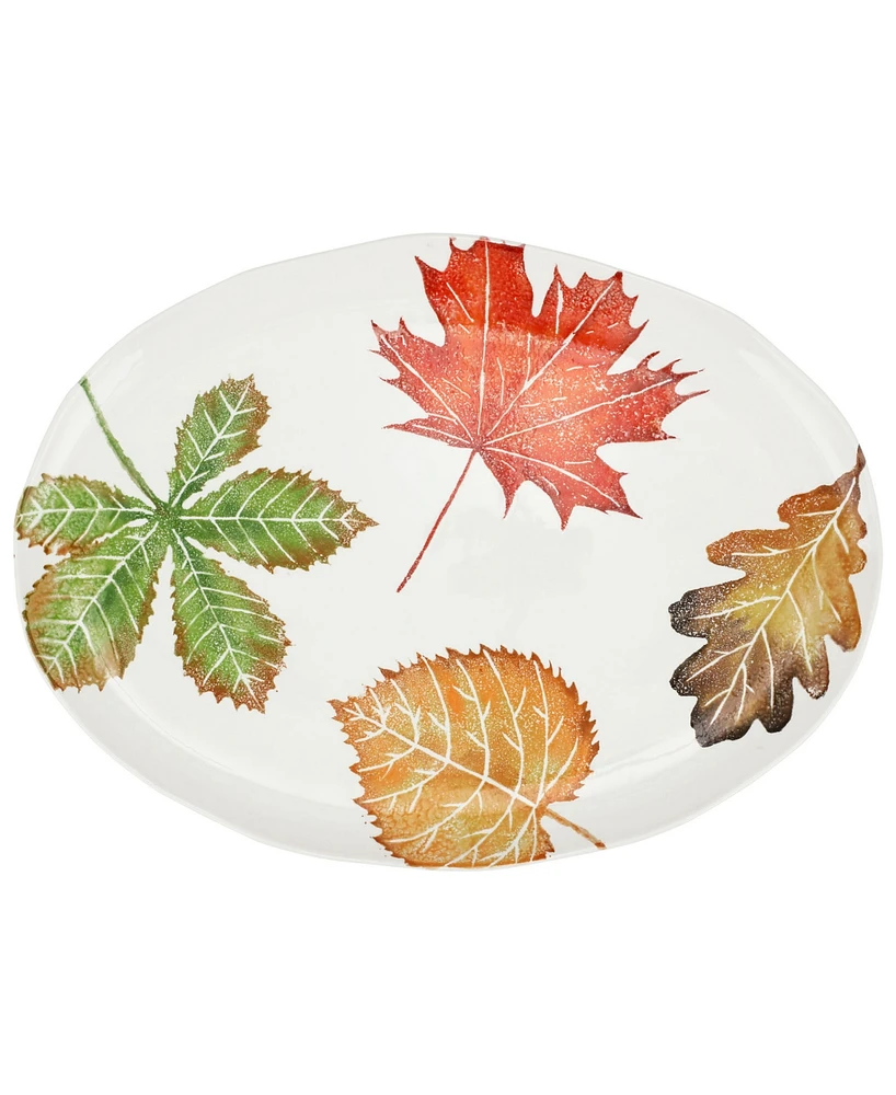 Vietri Autunno Assorted Leaves Large Oval Platter