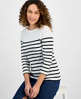 Style & Co Petite Nautical Stripe Cotton Knit Top, Exclusively at Macy's