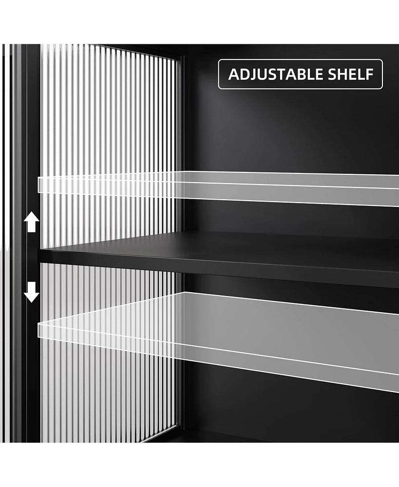 gaomon Storage Cabinets with 2 Glass Doors, Sideboard Cabinet with Adjustable Shelves