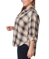 Gloria Vanderbilt Plus Amanda Plaid Button-Front Shirt