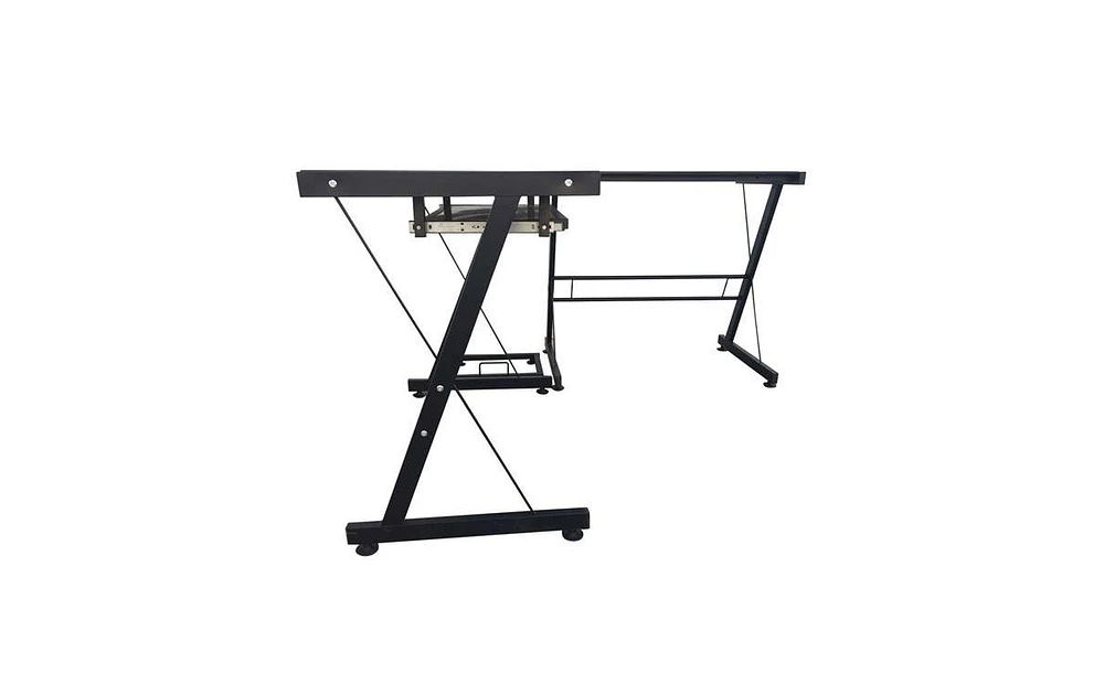 Slickblue Durable Black L-Shaped Stalinite Splicing Computer Desk 402C for Efficient Workspace Organization