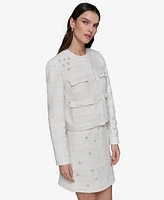 Karl Lagerfeld Paris Women's Embellished Tweed Jacket