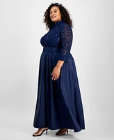 Alex Evenings Plus 3/4-Sleeve A-Line Gown