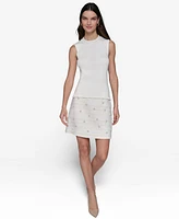 Karl Lagerfeld Paris Women's Ruffled Rib-Knit Sleeveless Top