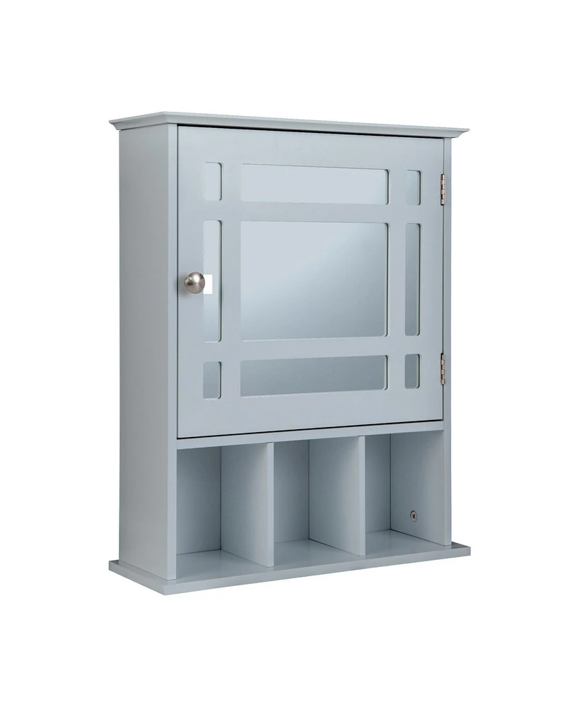 Sugift Wall Mounted and Mirrored Bathroom Cabinet-Gray