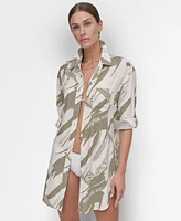 Dkny Women's Gauze Collared Button-Front Beach Shirt