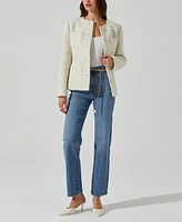 Astr the Label Women's Sarae Collarless Button-Front Jacket