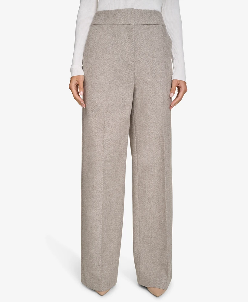 Calvin Klein Women's Herringbone Wide-Leg Pants