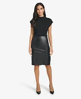 Calvin Klein Women's Faux-Leather Pencil Skirt