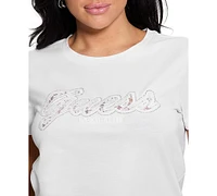 Guess Women's Script Lace Logo Easy Cotton T-Shirt