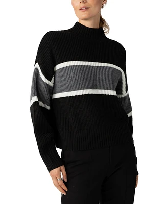 Sanctuary Women's Mock Neck Stripe Long-Sleeve Sweater