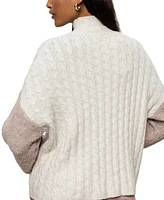 Sanctuary Women's High-Neck Boucle-Sleeve Sweater