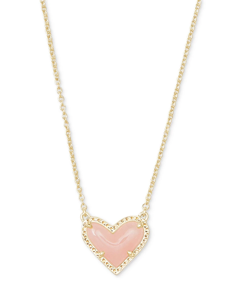 14K Gold Plated and Genuine Stone Kendra Scott Ari Heart Pendant Necklace