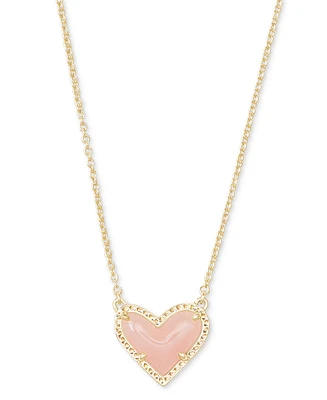 14K Gold Plated and Genuine Stone Kendra Scott Ari Heart Pendant Necklace