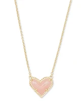 14K Gold Plated and Genuine Stone Kendra Scott Ari Heart Pendant Necklace