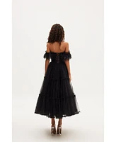 Milla Women's Ruffled Tulle Midi Dress