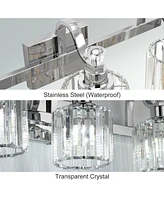 gaomon Light Crystal Vanity Lights for Bathroom,Vanity Light Fixtures Over Mirror Chrome Stainless Steel Vanity Light