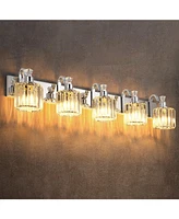 gaomon Modern Chrome Led Crystal Bathroom Vanity Lights Over Mirror -Light Wall Fixtures